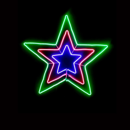 NEON τριπλό αστέρι με 8 προγράμματα, πράσινο - κόκκινο - μπλέ